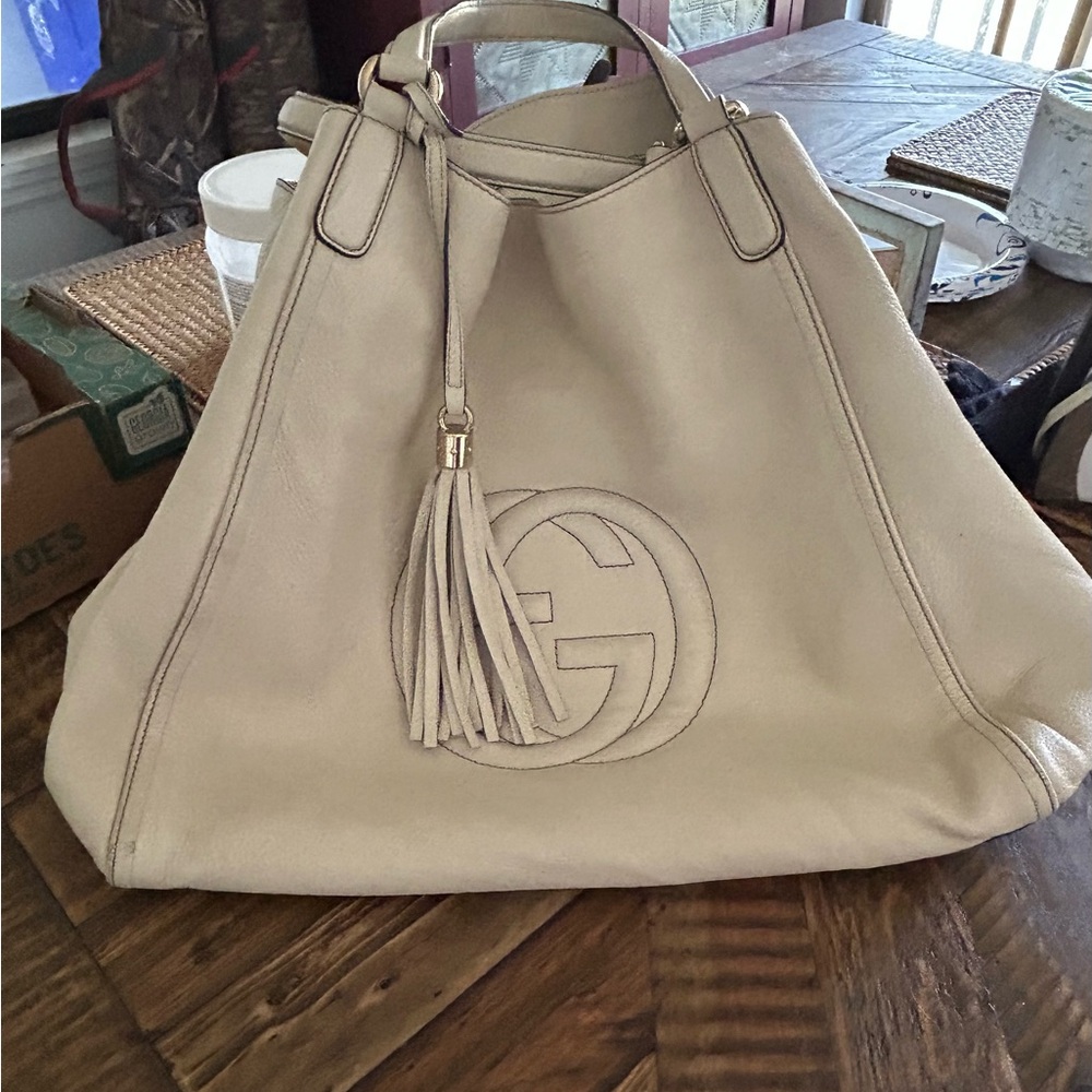 Gucci Cream SOHO Leather Tote Bag large